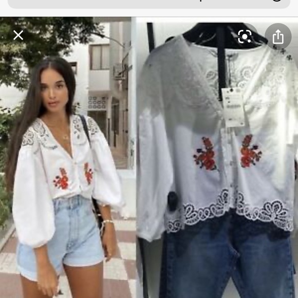 ISO Zara Embroidered Blouse - Ecru SS20 - Picture 1 of 3